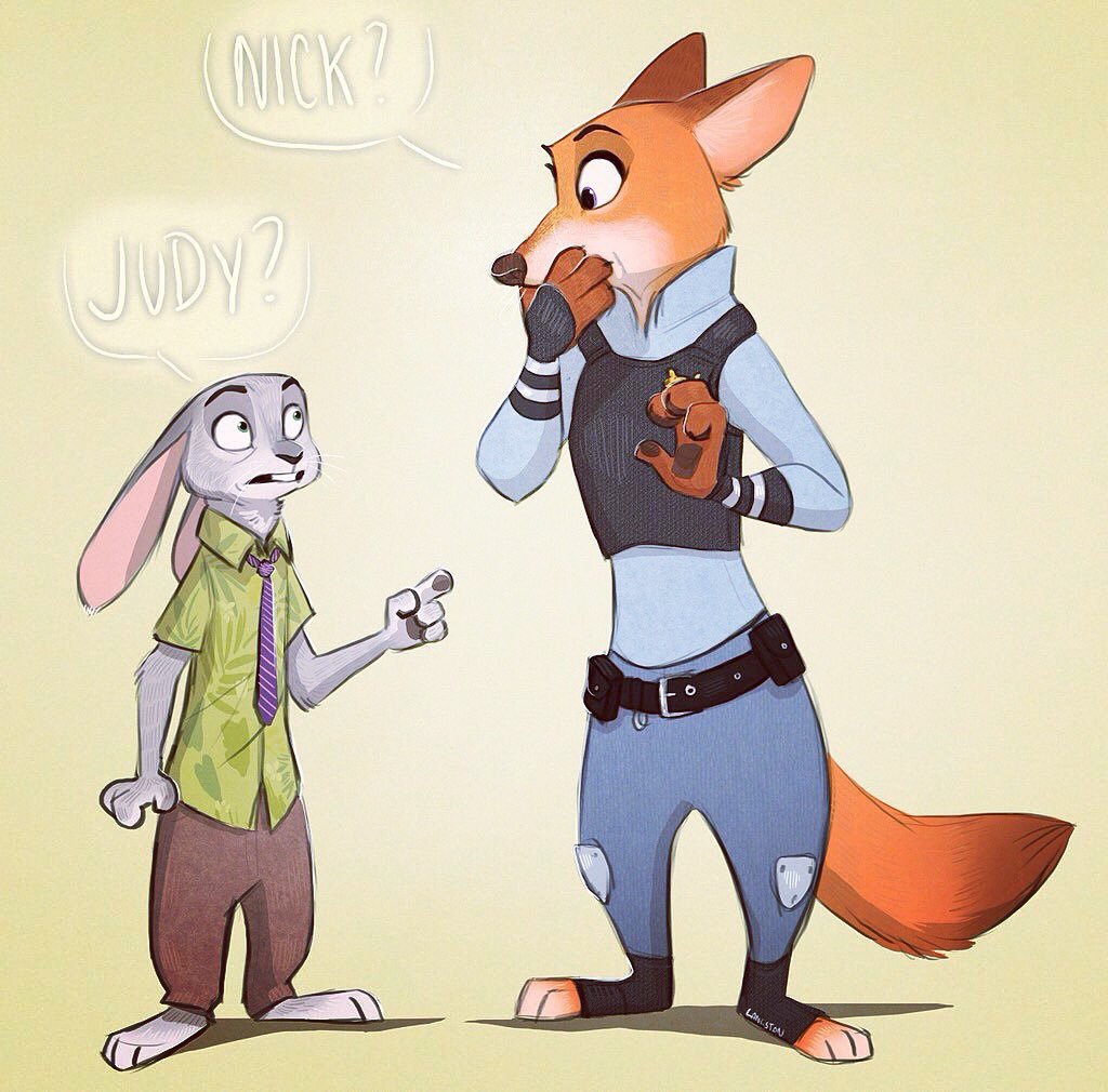 Switched places - Nick and Judy, Rule 63, Art, Zootopia, Nick wilde, Judy hopps