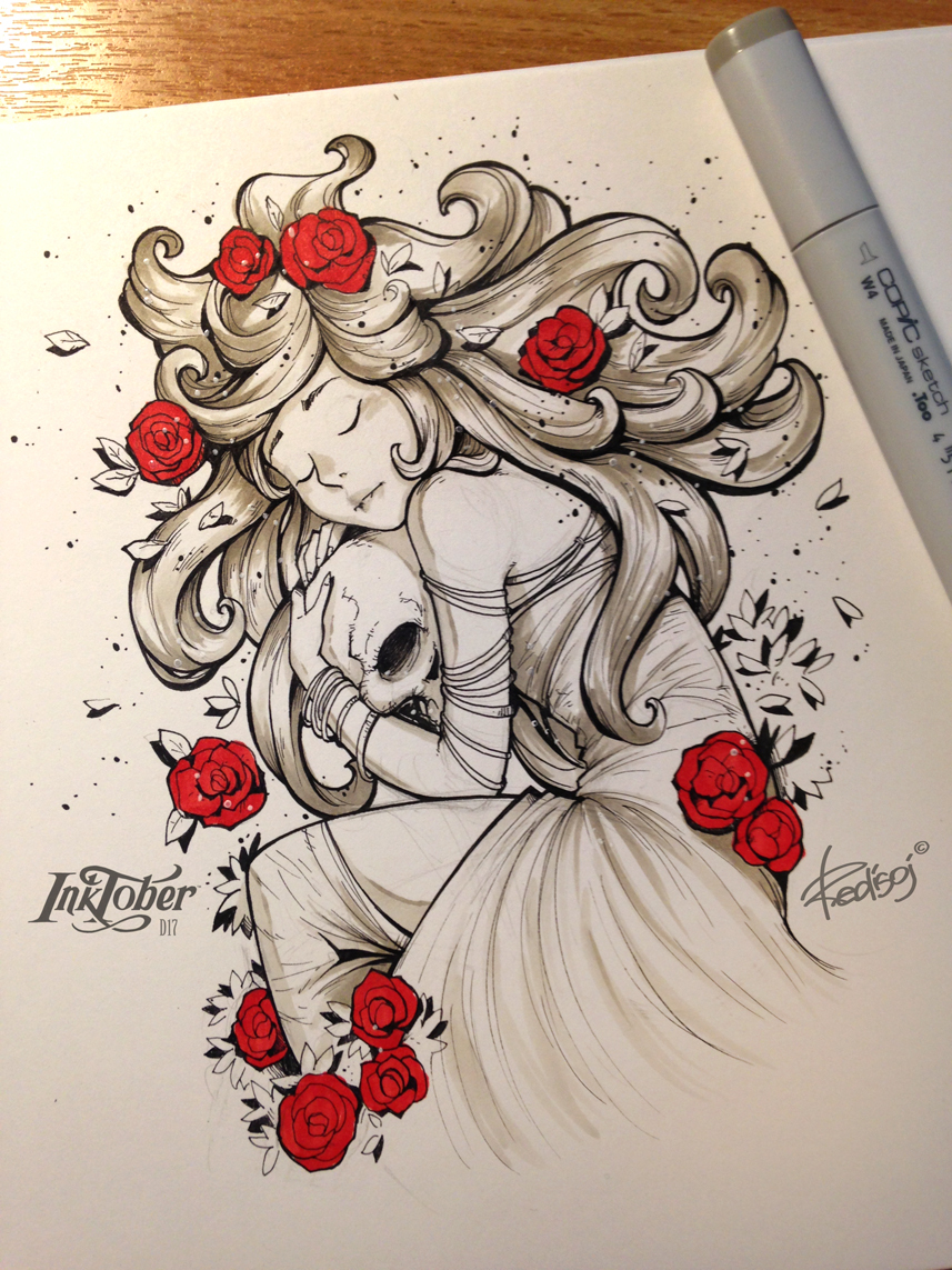 InkTober 2016 №17 - My, Redisoj, Inktober, Art, Images, Girls, Drawing, Sketch