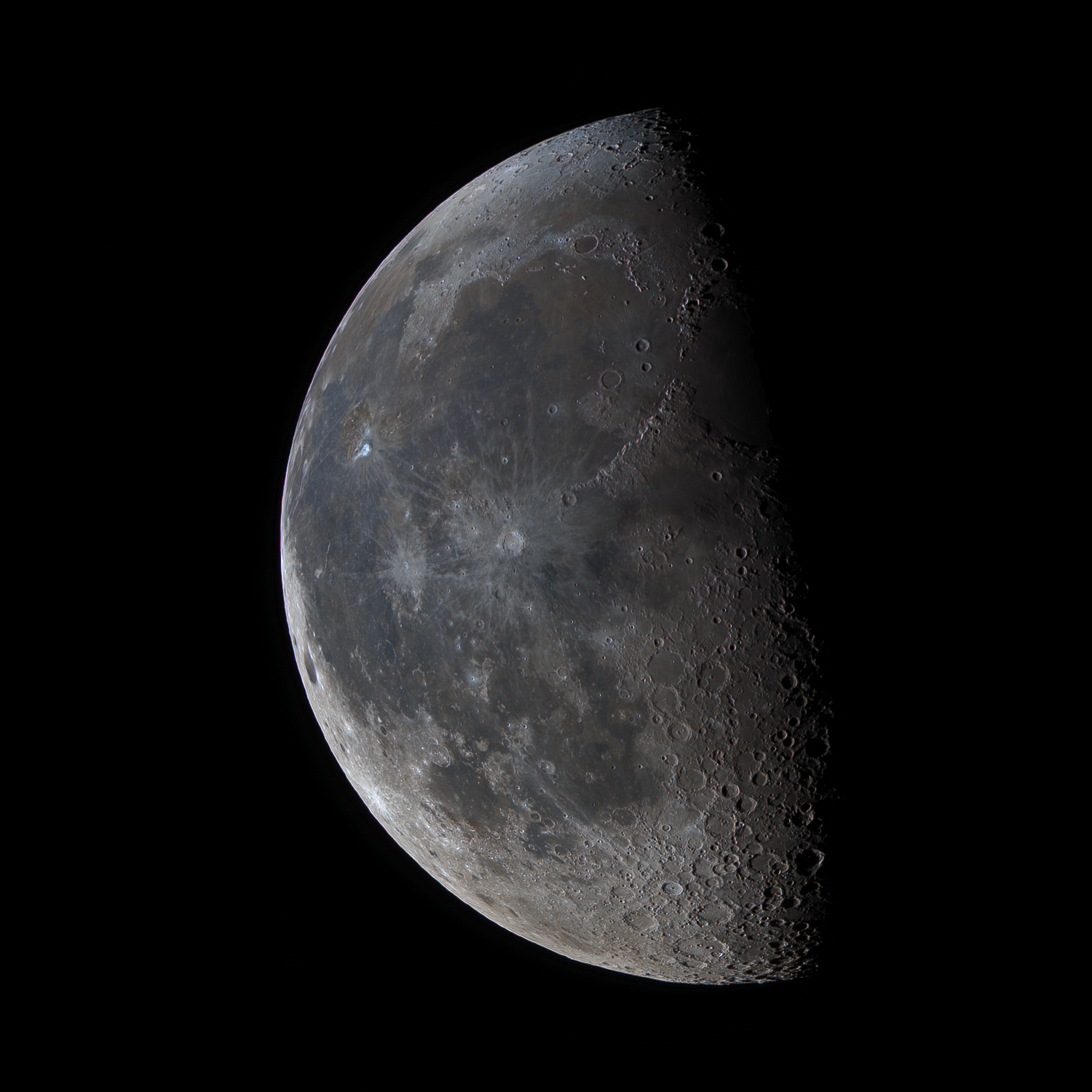 Moon shot in RGB multi-channel mode - My, Astrophoto, moon, Telescope, Space, Astronomy, Crater