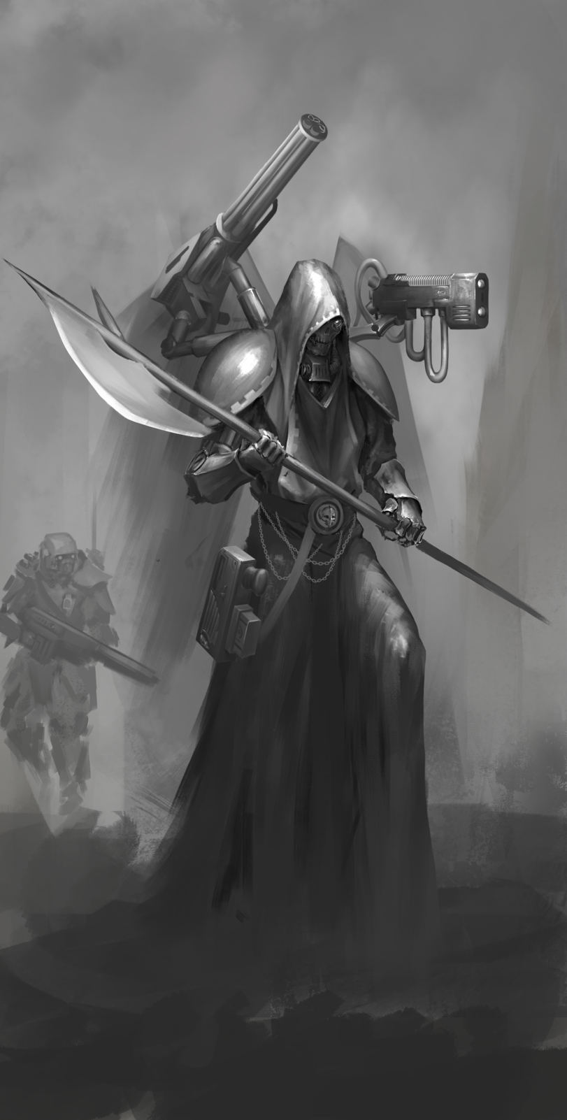 Adeptus Mechanicus - Warhammer 40k, Art, Adeptus Mechanicus, Monochrome