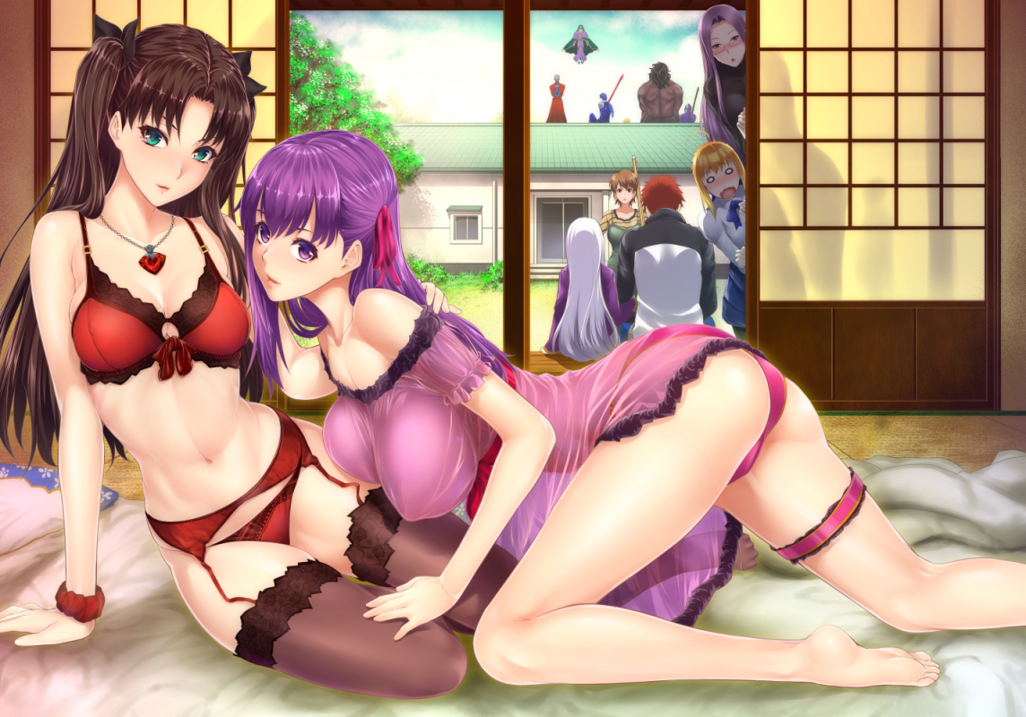 Anime art - NSFW, Anime Art, Аниме, Fate, Tohsaka Rin, Matou Sakura, Панцу