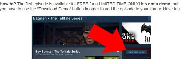 Free first episode of Telltale's Batman - Steam, Batman, Is free