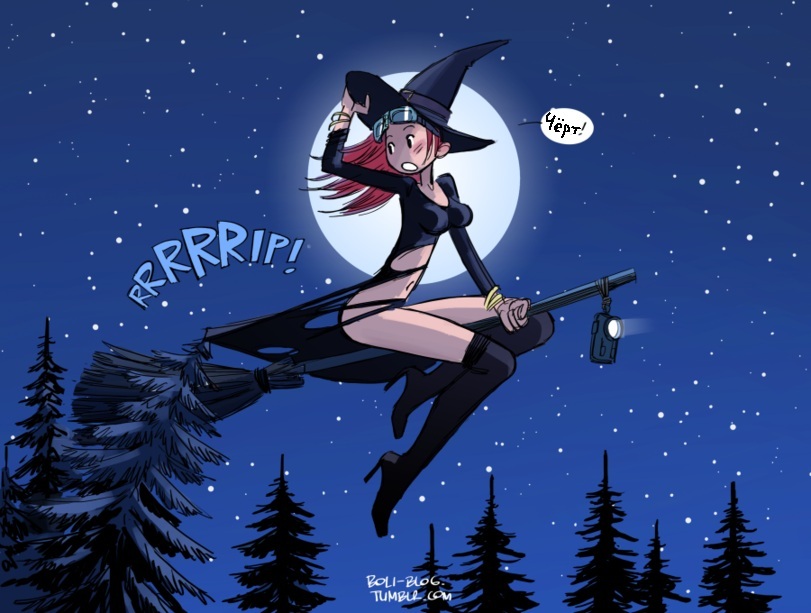 Ouch! - Witches, Broom, Halloween, Boli Blog, Hooked, The dress, Night