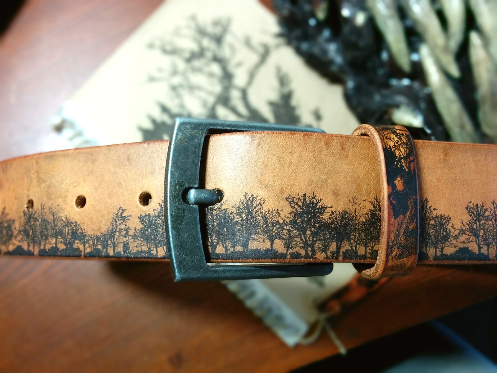 Genuine leather belt as a gift - My, Leather, Belt, , Handmade, Scull, Longpost