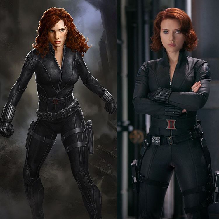 From concept to film - Movies, Avengers, Marvel, Concept Art, iron Man, Black Widow, Hawkeye, Nick Fury, Longpost