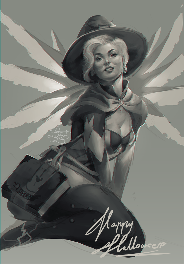 Heh superstitious - Art, Games, Overwatch, Mercy, 