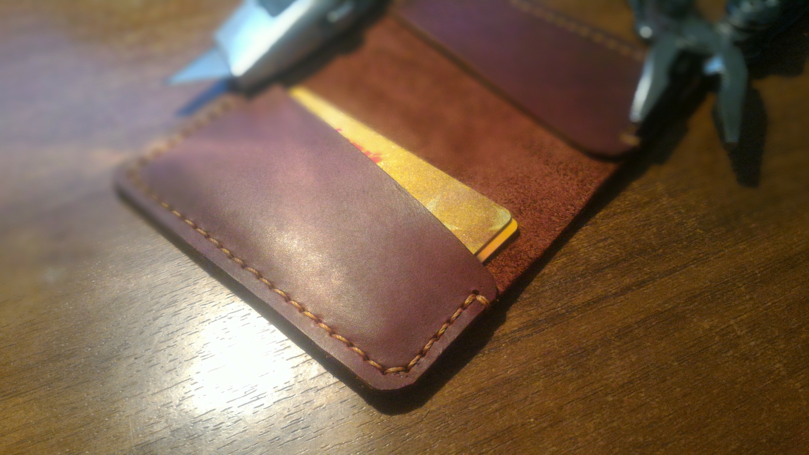 Friday post on Saturday. Two compartment leather cardholder. - Leather, Cardholder, With your own hands, Orenleather, Needlework, Longpost