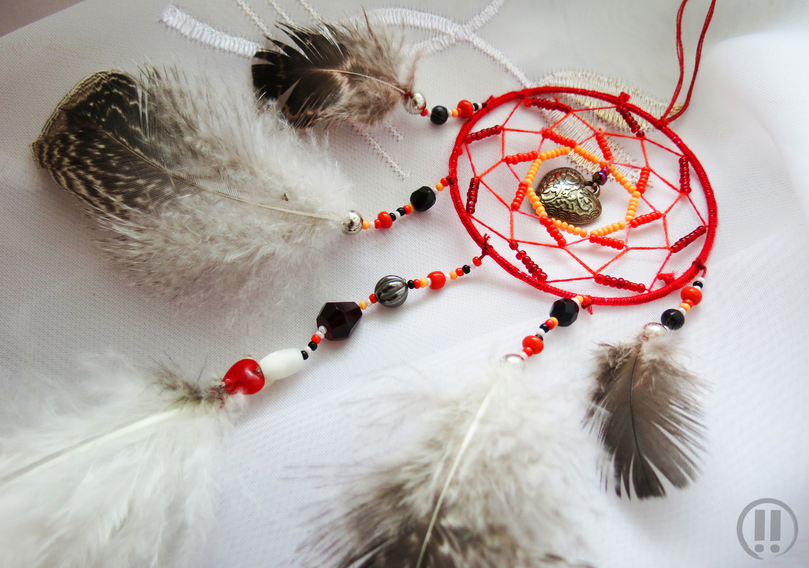 Three Sunday Dreamcatchers - My, , Dreamcatcher, Beads, Feathers, Needlework, Longpost