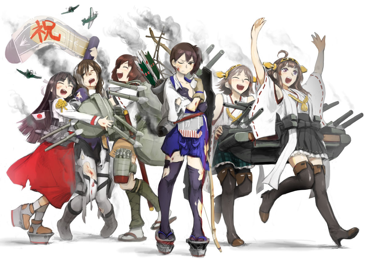 Victory - Kantai collection, Kanmusu, Hiyou, Ashigara, Ise, Kaga, Hiei, Kongou