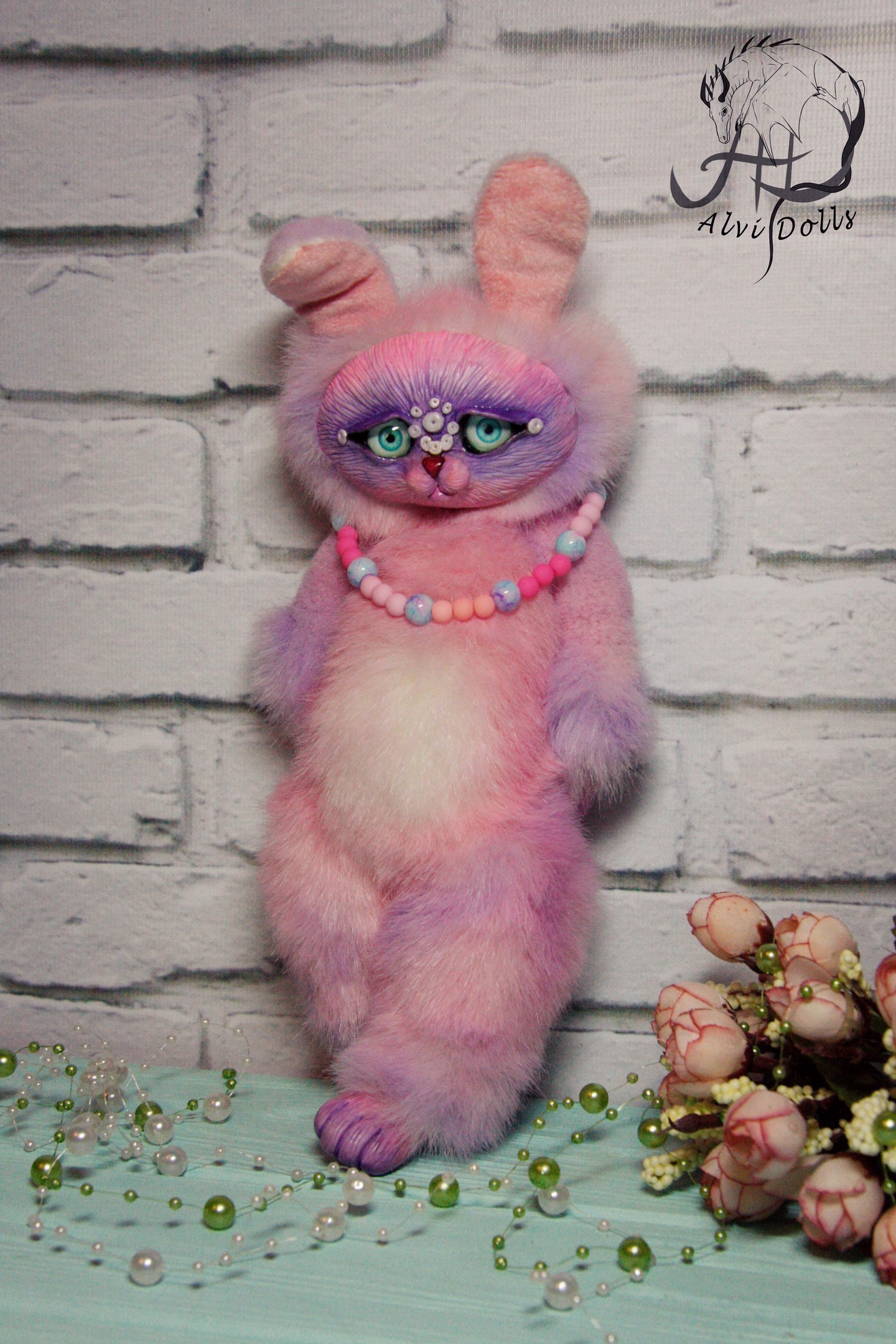 sad bunny - My, Polymer clay, With your own hands, Mixed media, Toys, Needlework, Longpost