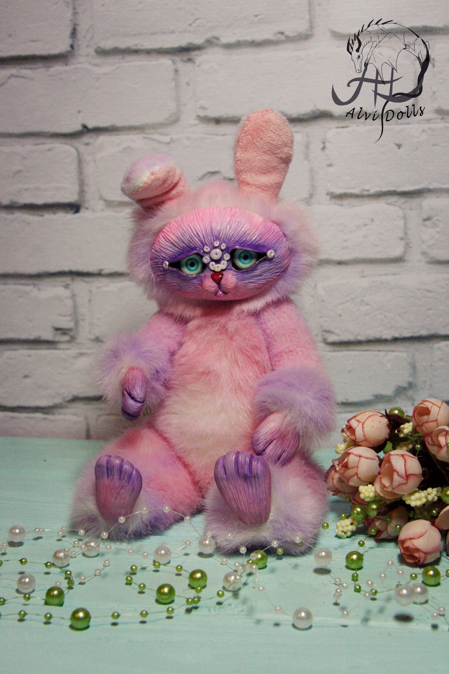 sad bunny - My, Polymer clay, With your own hands, Mixed media, Toys, Needlework, Longpost