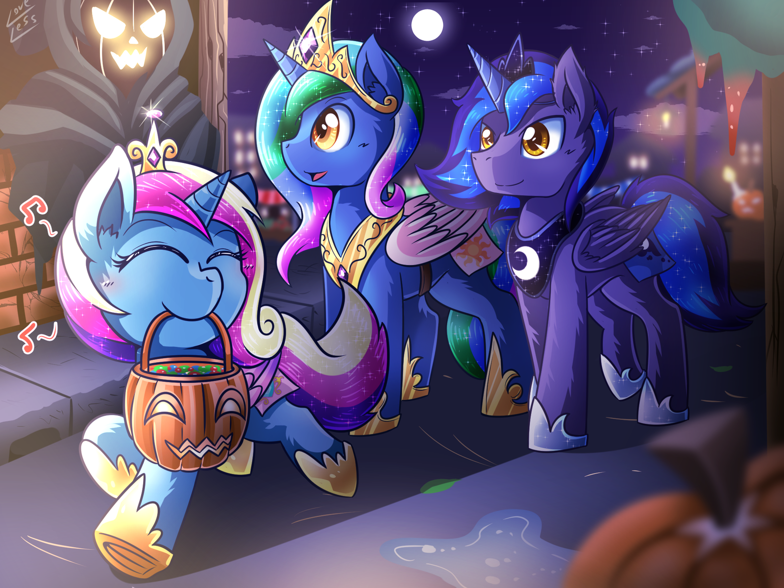 Хеллуинская ночь - My Little Pony, Princess Luna, Princess Celestia, Princess Cadance, Хэллоуин