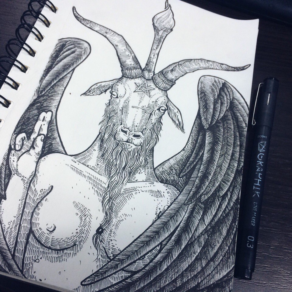 Baphomet - NSFW, My, Satan, Baphomet, Creation, Art, Graphics, Pentagram