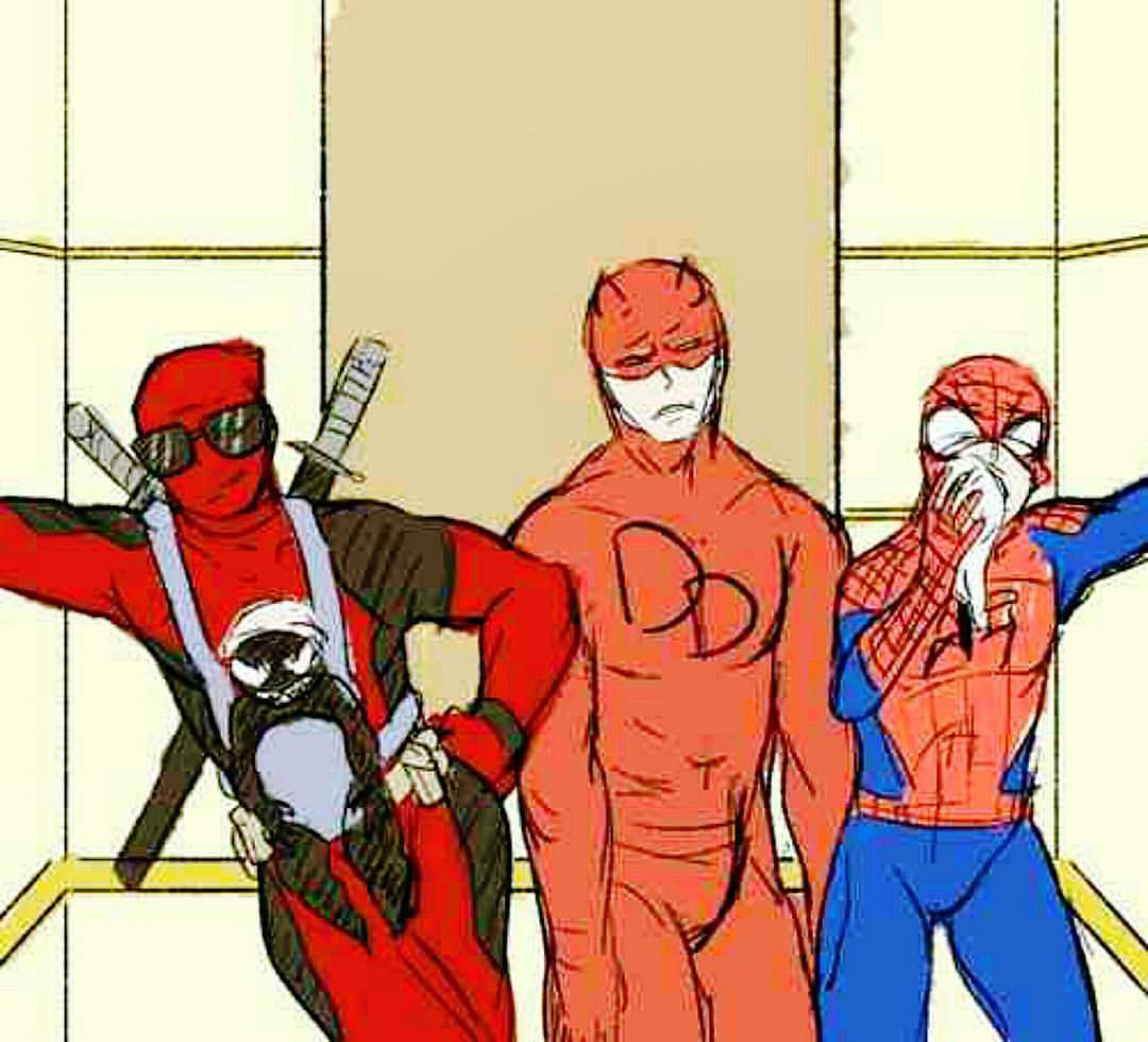 Красное трио. Team Red Марвел. Красная команда человек паук Дедпул Сорвиголова. Дардевил человек паук Дэдпул. Сорвиголова Дэдпул и человек паук.