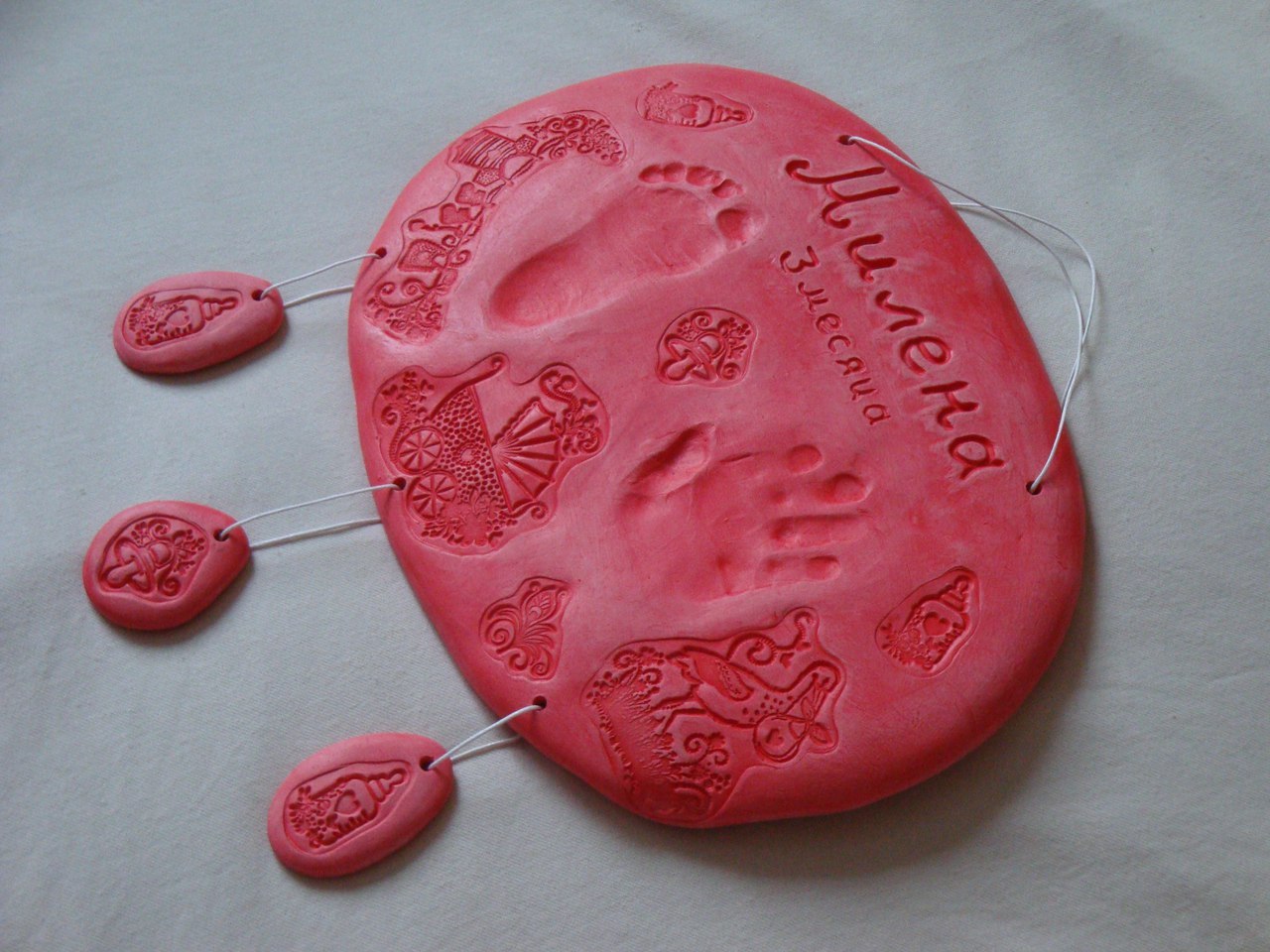 Imprints of the arms and legs of a baby on a ceramic plate - My, Ceramics, , Longpost