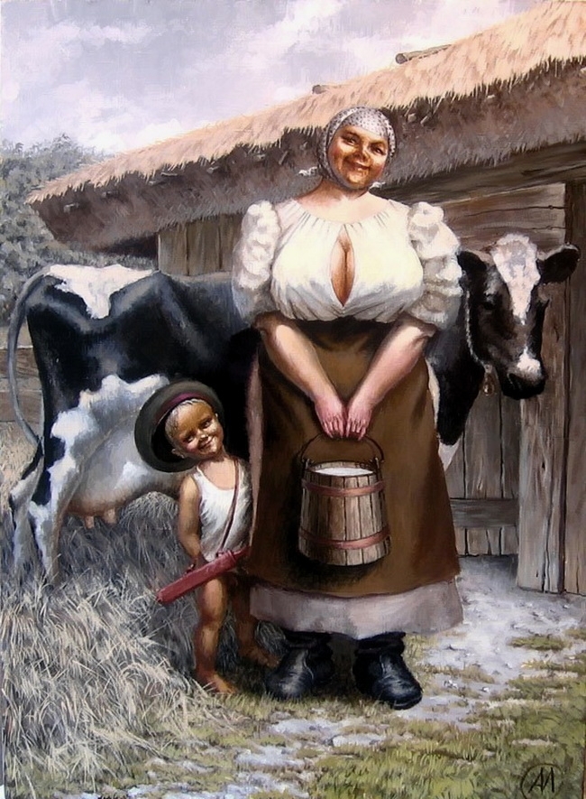 Works of the artist Alexander Ivanov - NSFW, Alexander Ivanov, Painting, Bbw, Plump, Longpost, Fullness