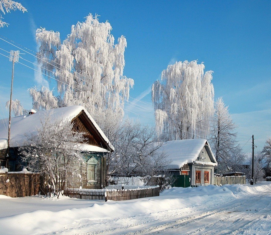 Russian beauty - beauty, Winter, Village, Snow, Longpost, Russia, Not mine