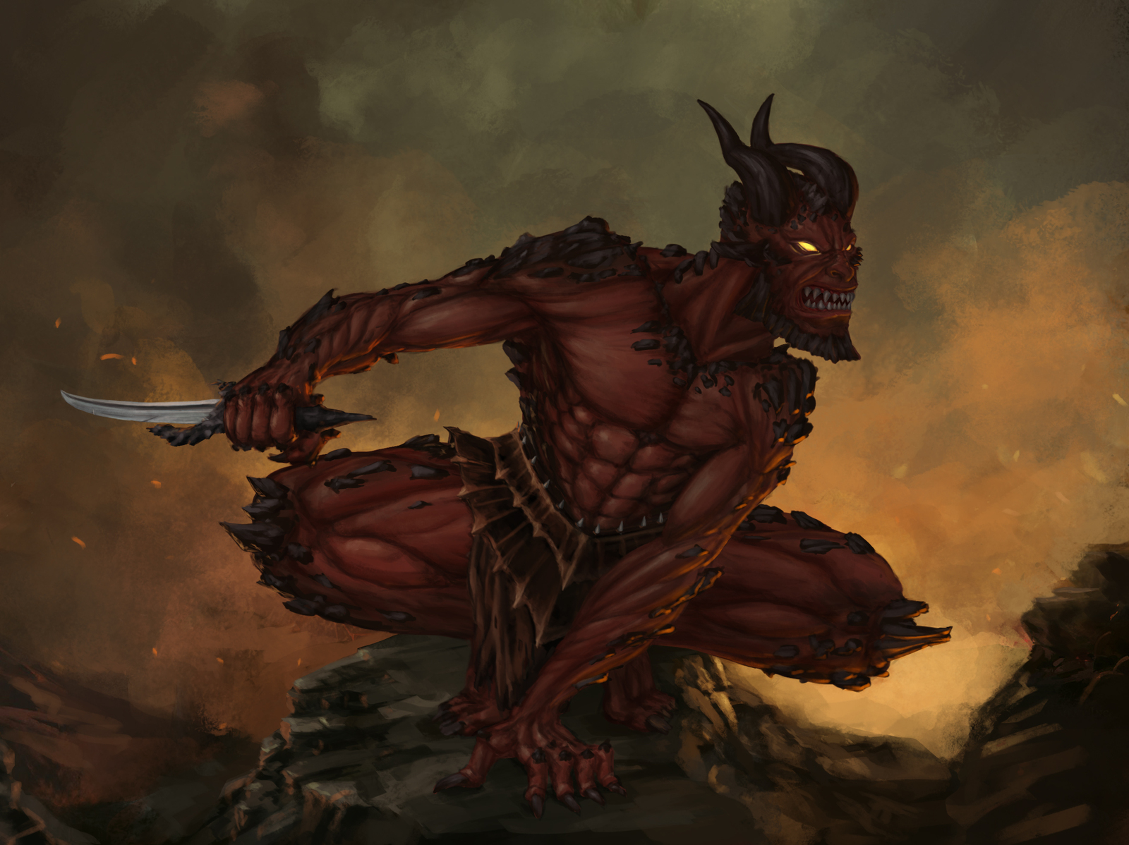 Demon assassin - My, Art, Demon, Killer, 2D