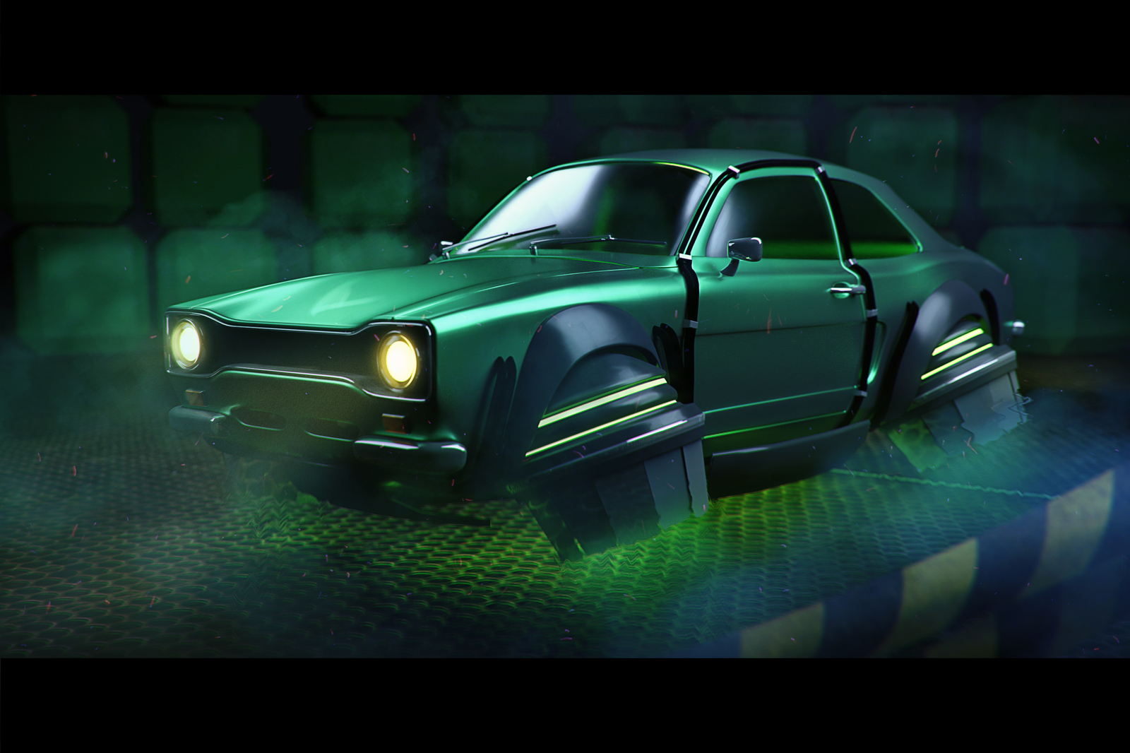 Ford Escort FV - My, Alvi3d, Blender, , Art, Auto, Science fiction, Future, Photoshop, Longpost, Future