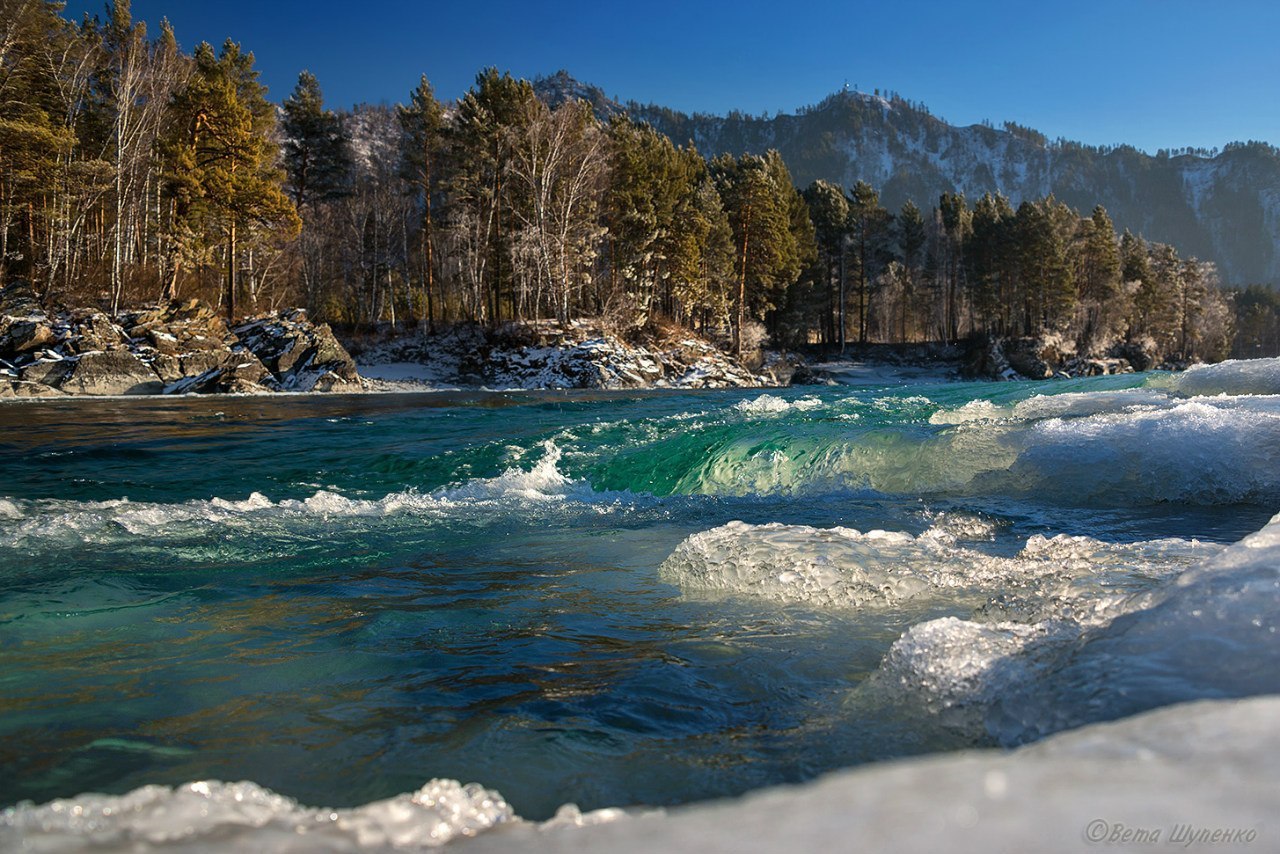 Зимняя Катунь. - Катунь, Горный Алтай, Алтай, Россия, Фото, Природа, Надо съездить, Пейзаж, Длиннопост, Республика Алтай