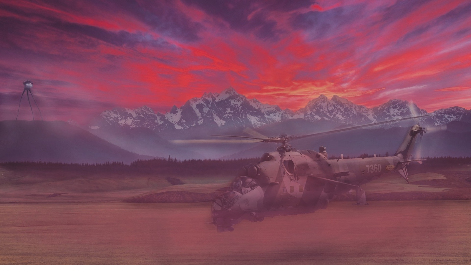 Sunset.. - My, Photoshop, Helicopter, Sunset