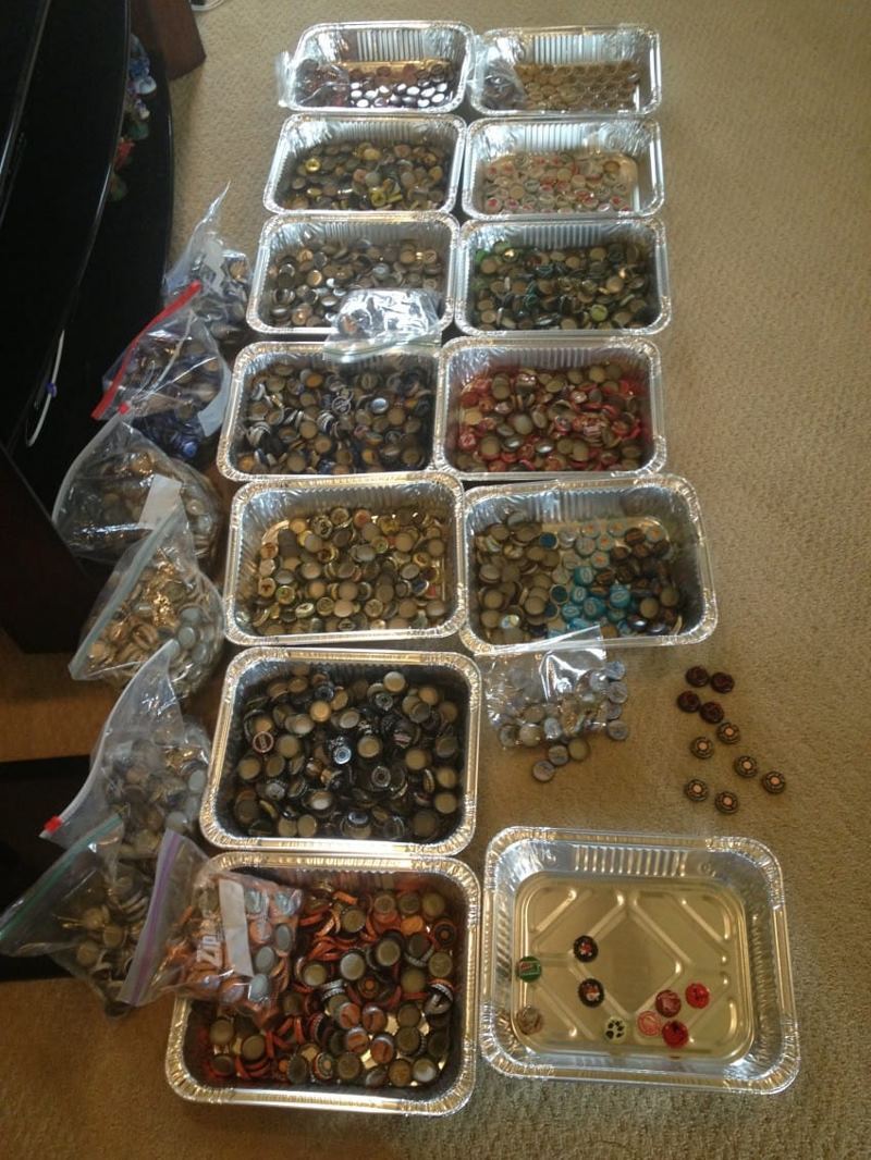 This guy turned a 5 year old bottle cap collection into an amazing table top. - Lids, Table top, Epoxy resin, Longpost