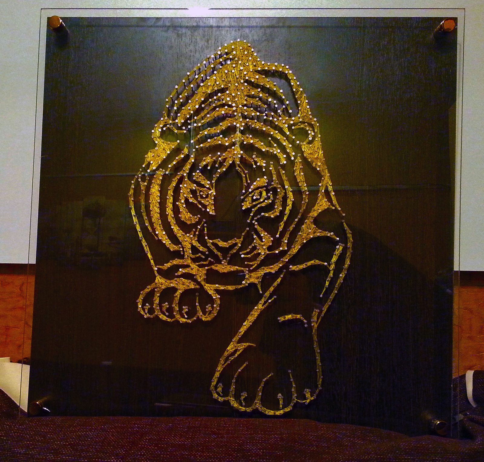 Tiger. - My, Painting, Tiger, cat, Panel, String Art, , Art, Masterpiece