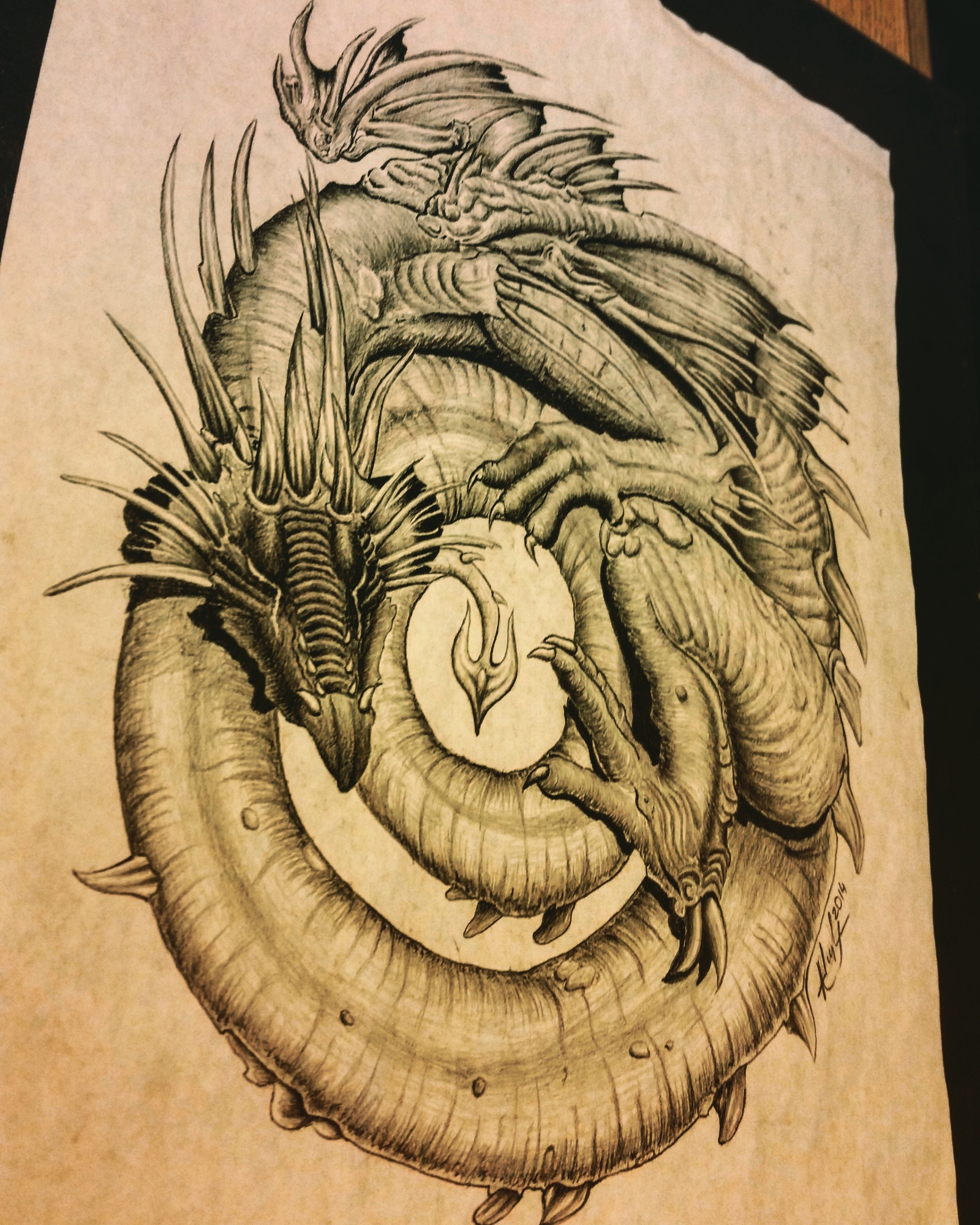 crying dragon - My, The Dragon, Drawing, Pencil, Sketch