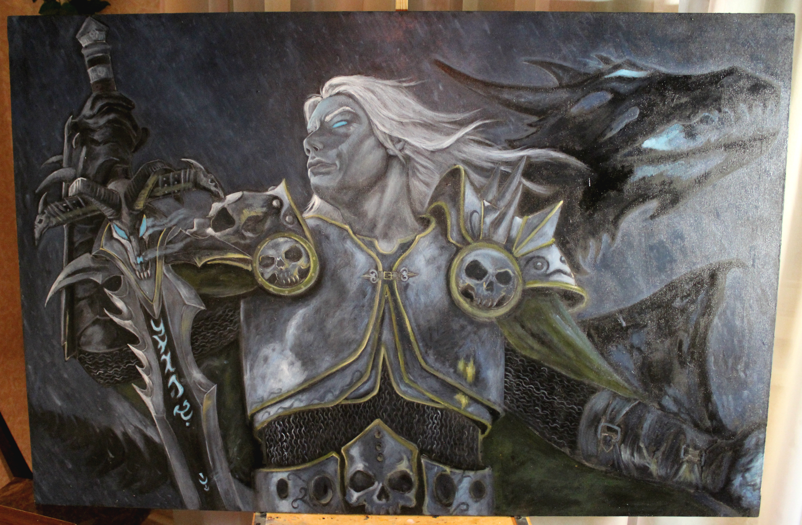 Lich king - Моё, Артас Менетил, Warcraft, Картина, Король Лич, Масло, Blizzard