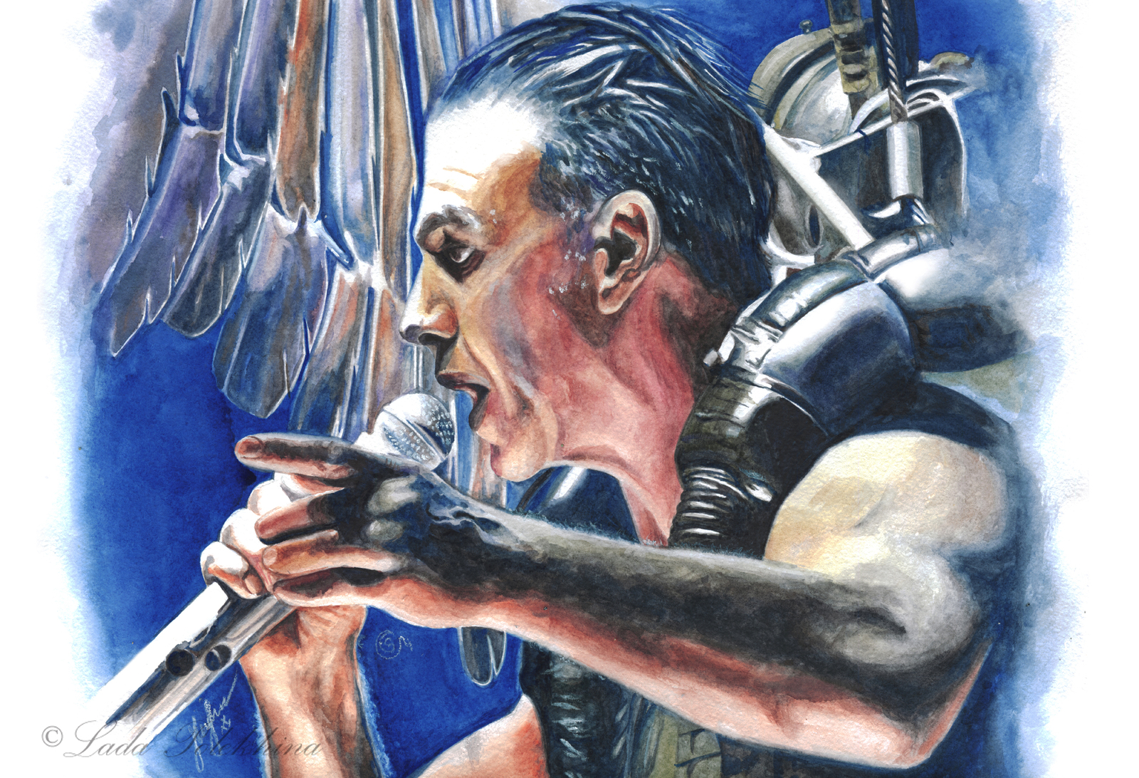 Watercolor drawing. - My, My, Drawing, Watercolor, Till Lindemann, Angel, Engel, Rammstein, Song