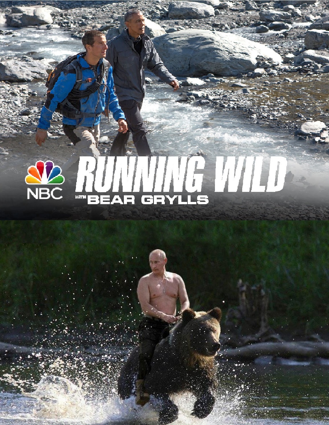 On the trail of bears... - Bear Grills, Barack Obama, Vladimir Putin, The Bears, Putin, Bear Grylls, Obama, 