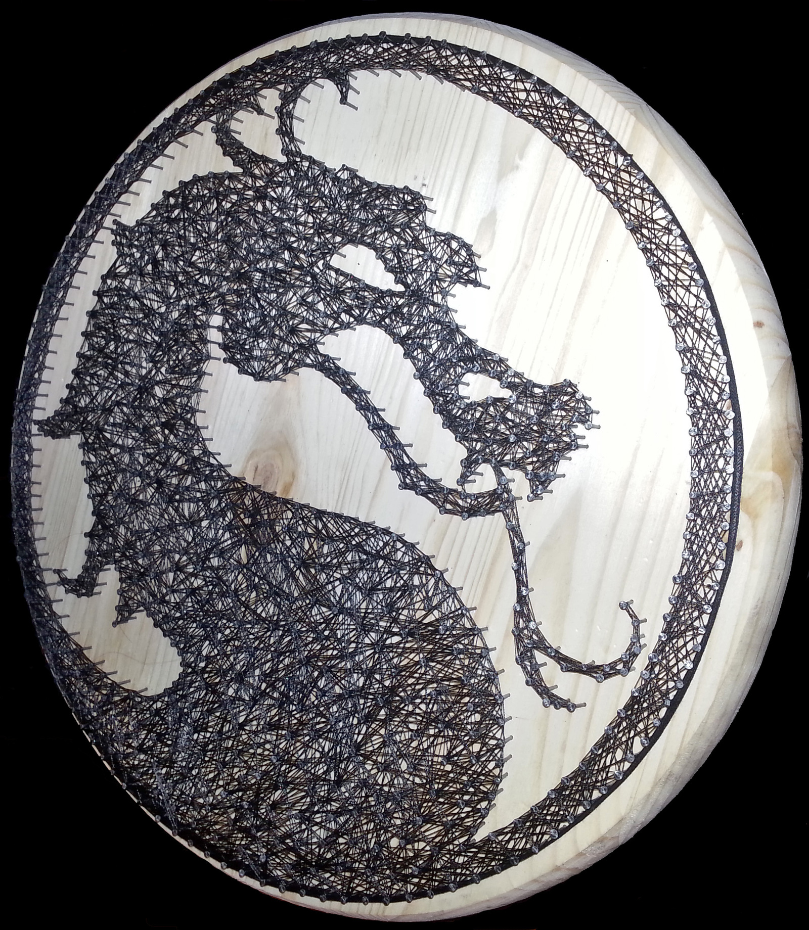 Эмблема Mortal Kombat в технике стринг арт - Моё, Mortal Kombat, String Art, Арт, Смертельная битва, Дракон, Длиннопост