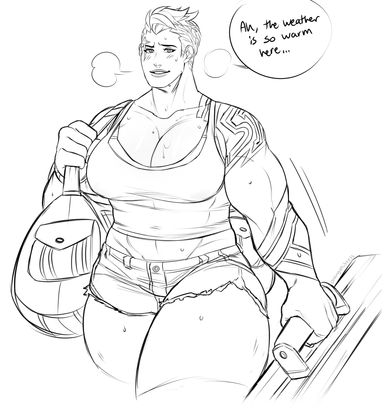 Zarya Gets 9 Whole Girlfriends - Orangekissess, Арт, Крепкая девушка, Сну-Сну, Zarya, Overwatch, Blizzard, Нарисованная девушка