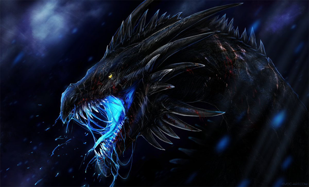 Unusual dragons - The Dragon, Art, Fantasy, Leilryu, Winter, Sky, Longpost