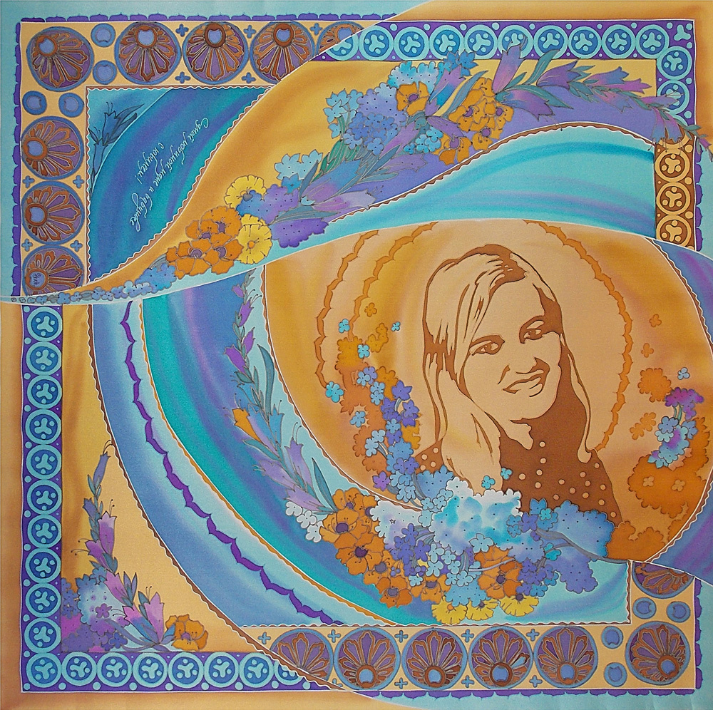 Batik scarves with portraits - My, Batik, Shawl batik, , Silk scarf, Painting on fabric, Longpost