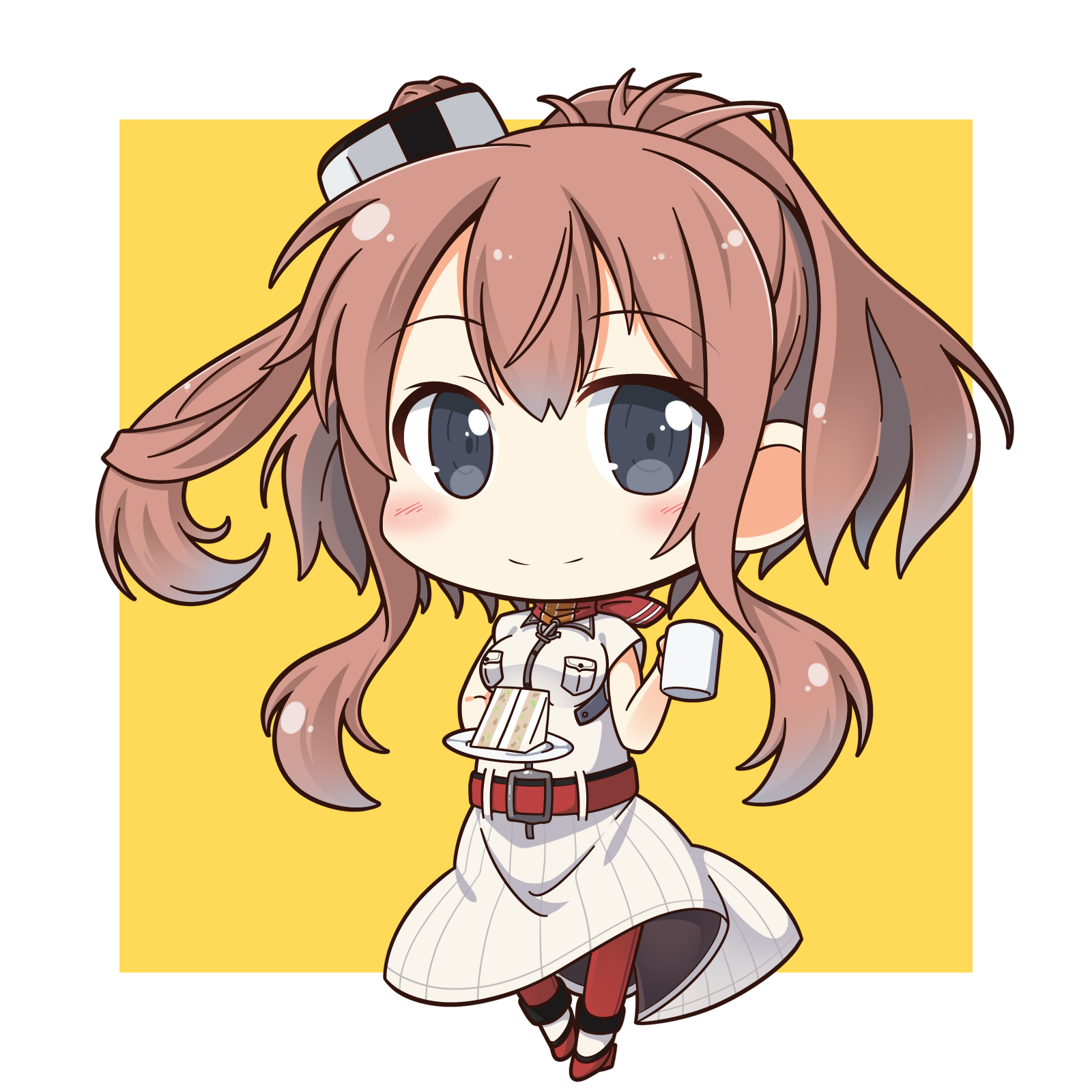 Chibi-Saratoga - Аниме, Anime Art, Kantai Collection, Saratoga, Чиби, Бутерброд