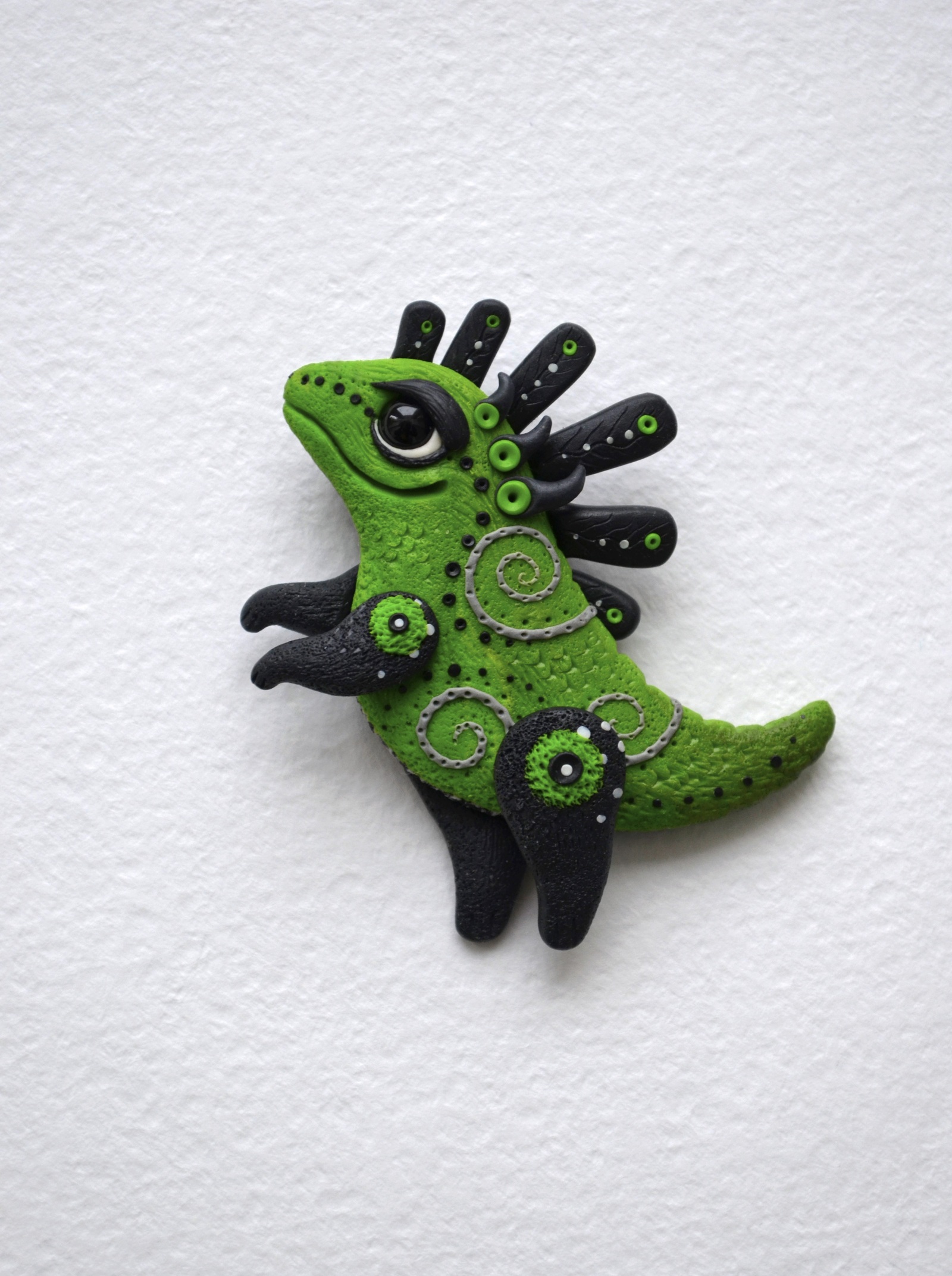 Brooch made of polymer clay. - My, Polymer clay, My, Creation, Needlework, With your own hands, Brooch, Creatures, The Dragon