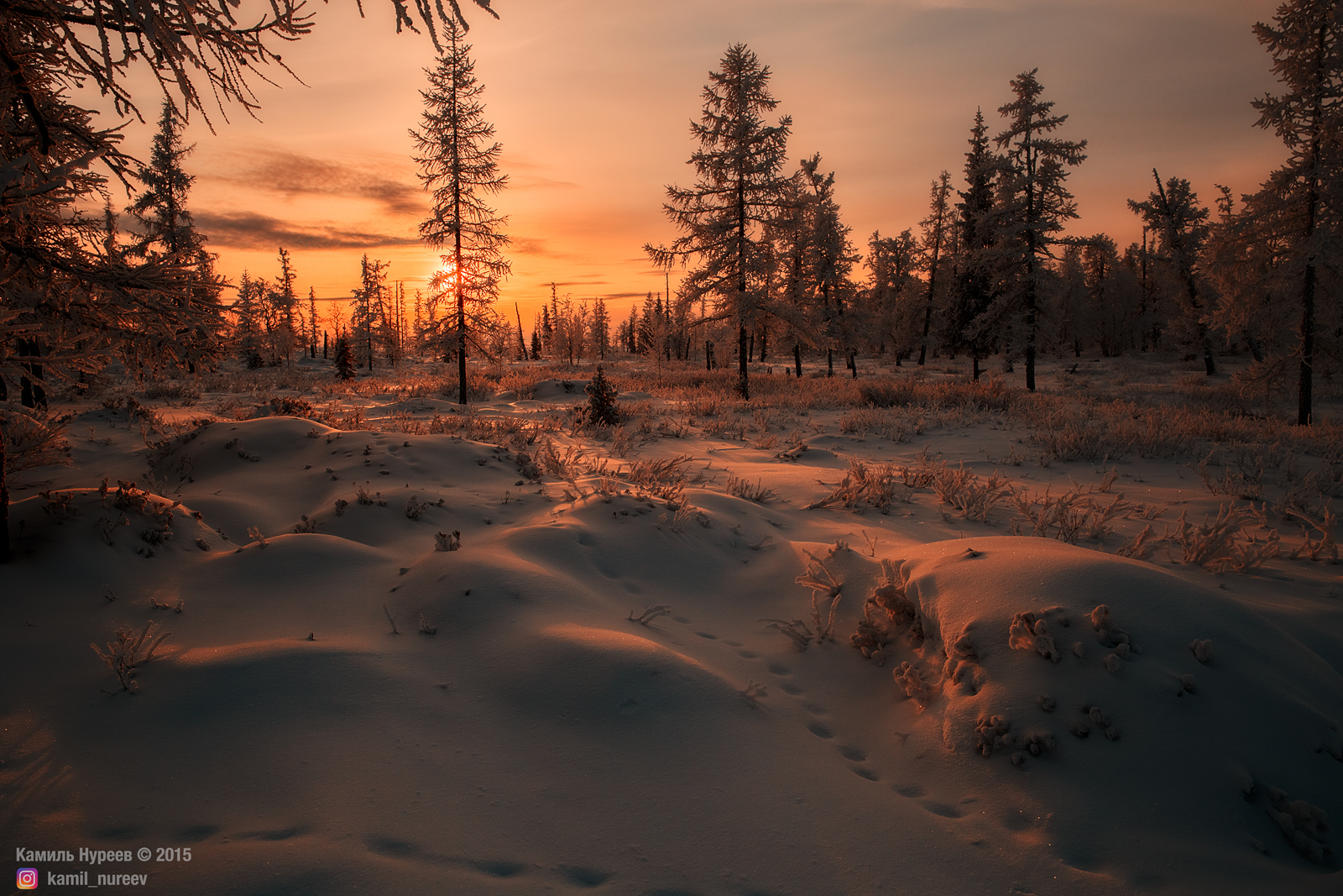 Зимняя карамель - Моё, Моё, Пейзаж, Ямал, Россия, Фотограф, Фотография, Закат, Тундра