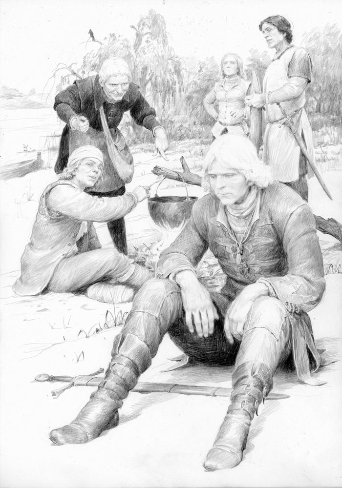 Illustrations by Denis Gordeev for the book by A. Sapkovsky Baptism by Fire - Illustrations, Witcher, Andrzej Sapkowski, Sketch, Art, Artist, Gwent, Longpost