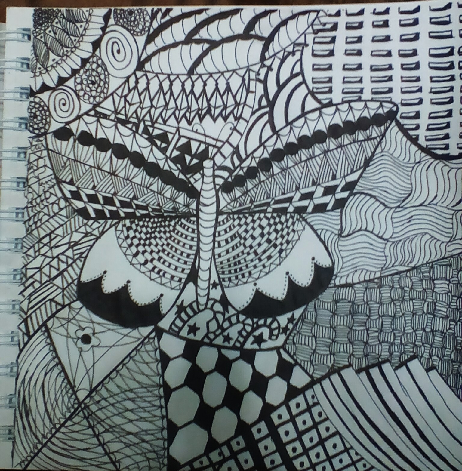 Black gel pen and lots of free time - My, Doodle, Drawing