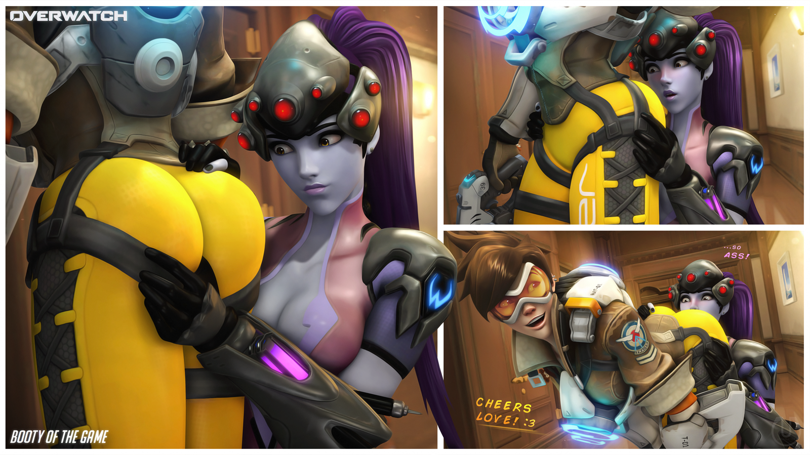 Booty of the game - NSFW, Urbanator, Overwatch, SFM, Tracer, Widowmaker, Попа