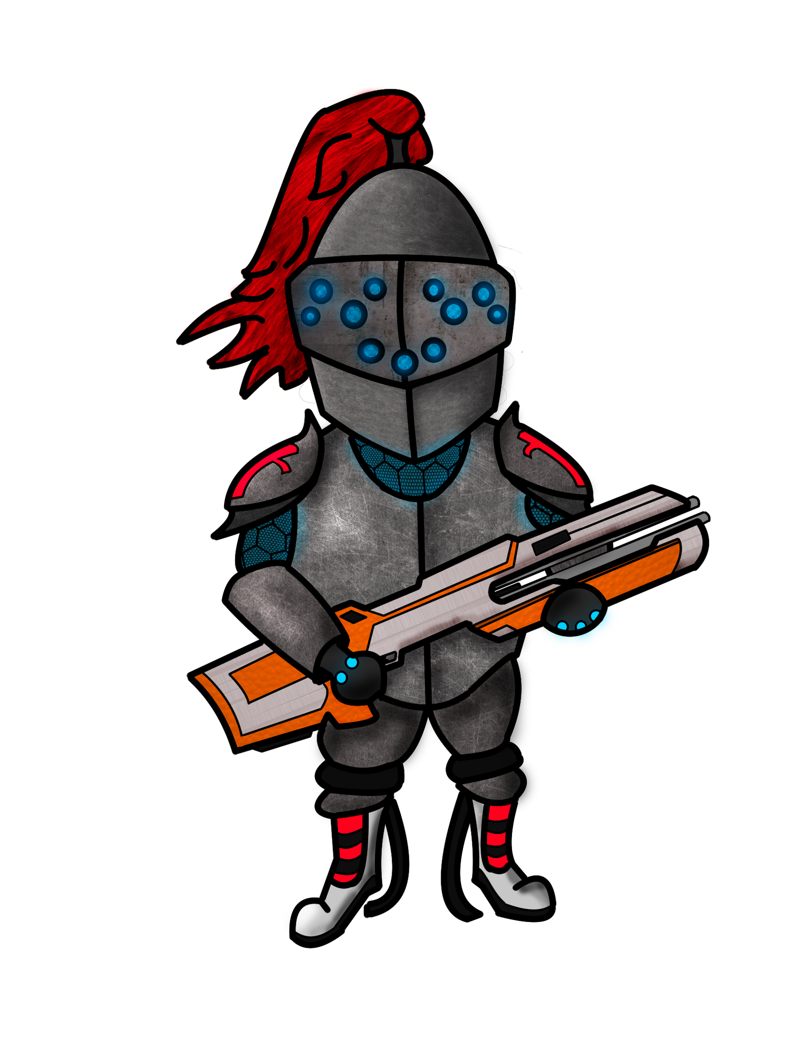 Just a knight with a railgun. - My, Knight, Drawing, Photoshop, Not an artist, And so it will do, Knights
