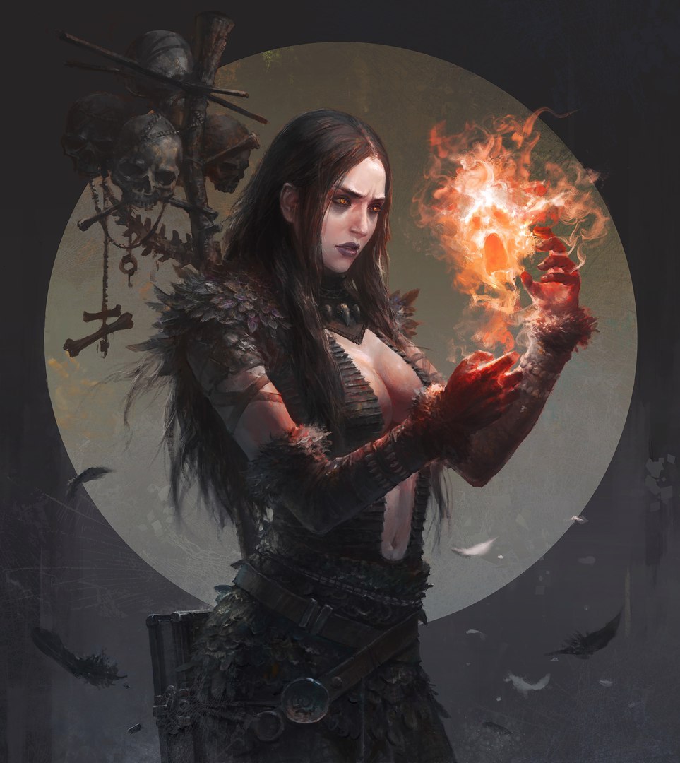 Hot... - Art, Enchantress, Fire, , Su Jian, Wizards