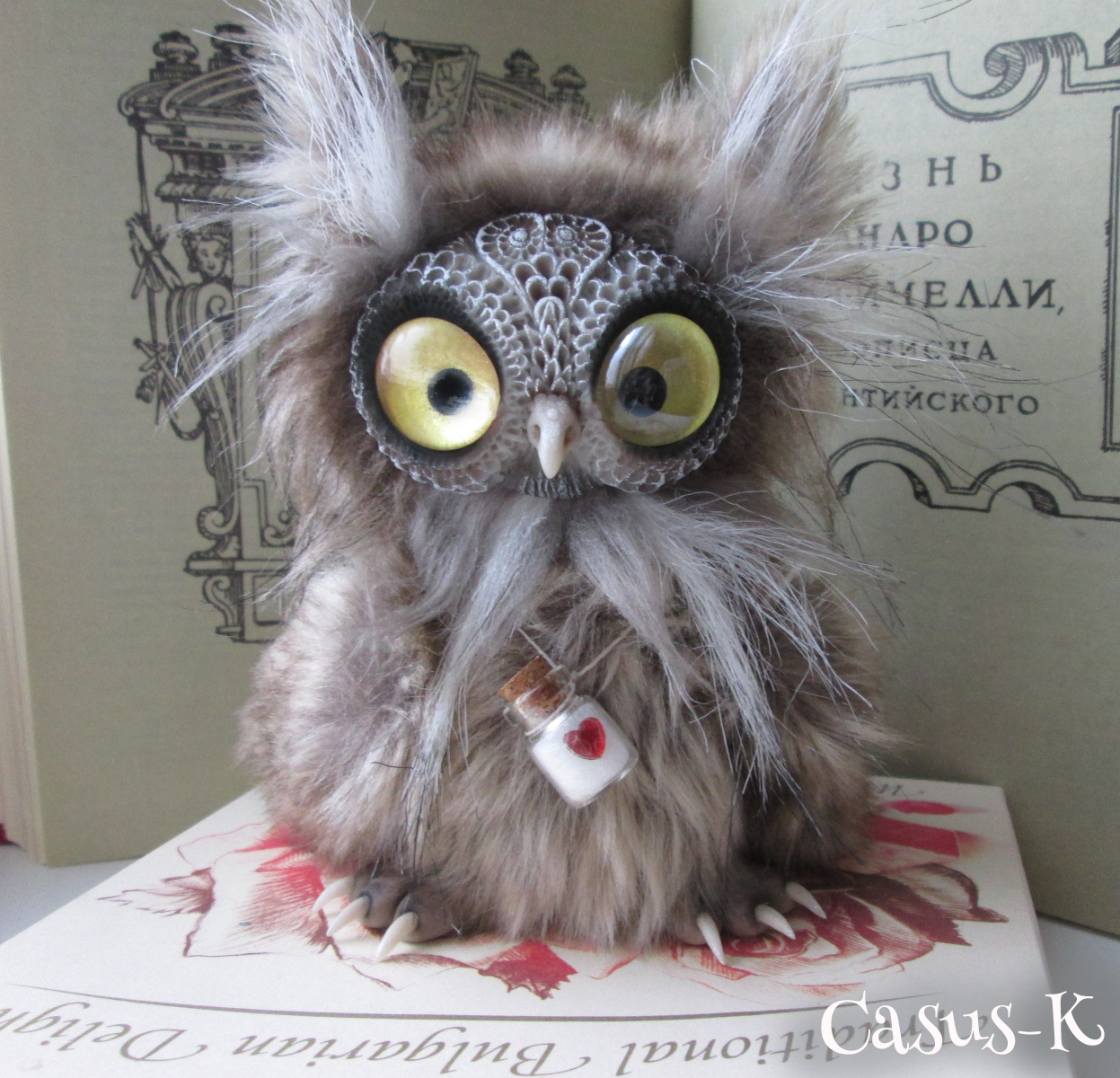 Uh-uh-uh! - insidiously lures a Naughty owl into the thicket! - My, Owl, , Author's toy, With your own hands, Longpost