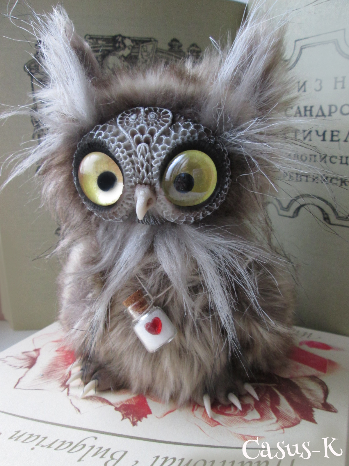 Uh-uh-uh! - insidiously lures a Naughty owl into the thicket! - My, Owl, , Author's toy, With your own hands, Longpost