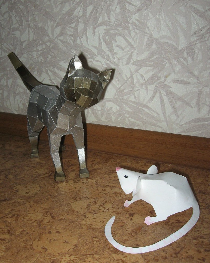 Серый кот - Моё, Pepakura, Papercraft, Своими руками, Бумажное моделирование, Кот