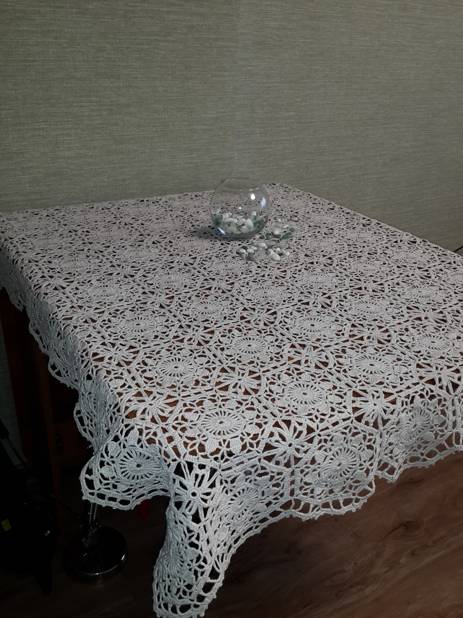 Crochet tablecloth - My, Knitting, Crochet, , Accessories, Video, Longpost