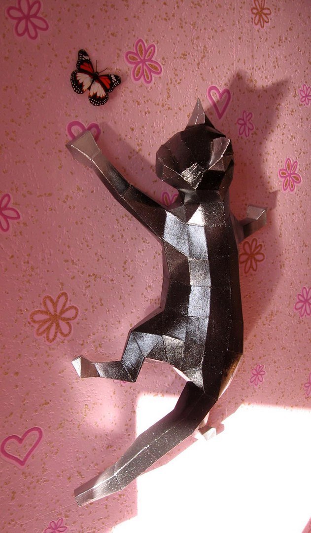 Another polygonal cat - My, Pepakura, Papercraft, With your own hands, , cat, Longpost