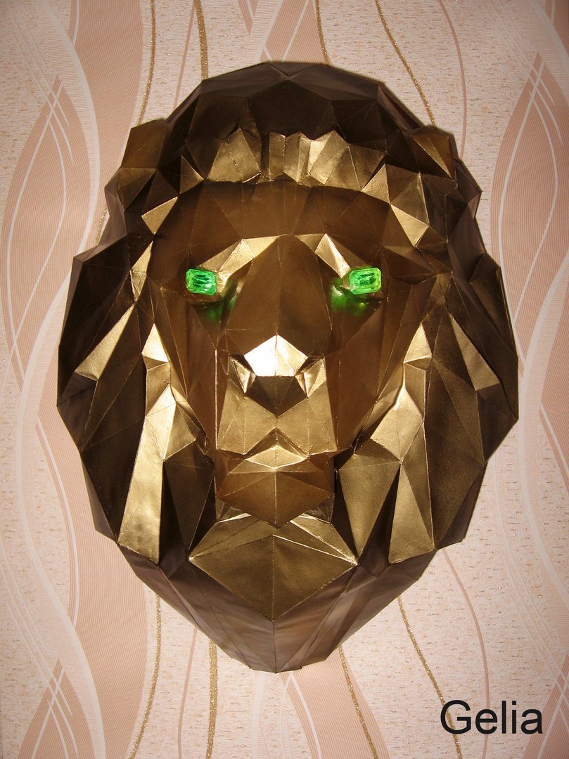 Golden Lion 2.0 - My, Pepakura, , With your own hands, Papercraft, Longpost