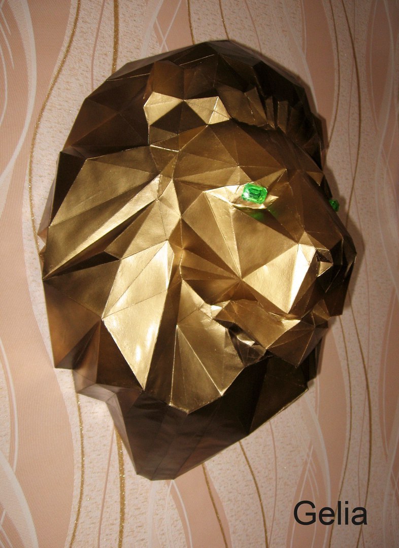 Golden Lion 2.0 - My, Pepakura, , With your own hands, Papercraft, Longpost